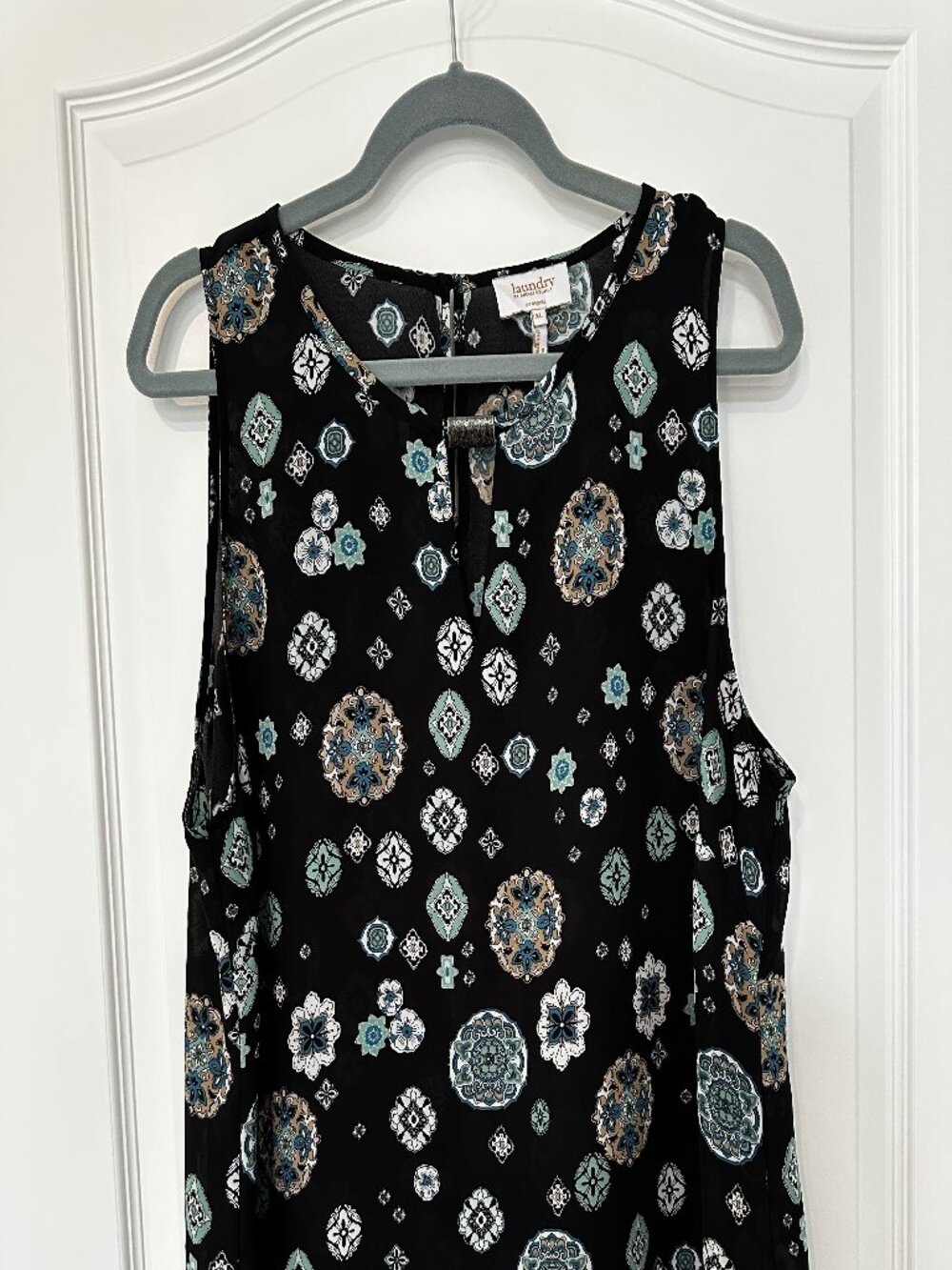 Laundry by Shelli Segal Tank Top, Navy Blue, silver hardware at collar, Size XL
